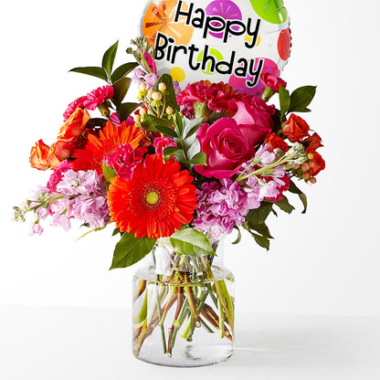 Fiesta Bouquet with Birthday Balloon